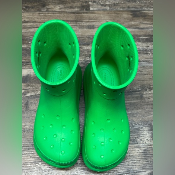 CROCS Classic Crush Waterproof Green Grass Rain Boots Spring W Sz 7 - M Sz 5 - Picture 3 of 13